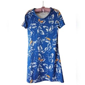 Adidas × Farm Rio Blue Butterfly Print Women's Dress